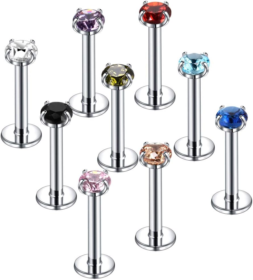 16G Labret Monroe Lip Rings Helix Tragus Earring Studs Piercing Jewelry 9PCS