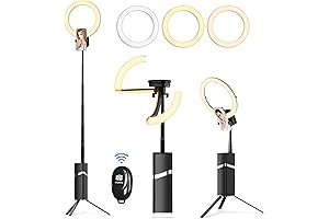 Professional Ring Light with Tripod Stand, Portable Travel Selfie Ring Light