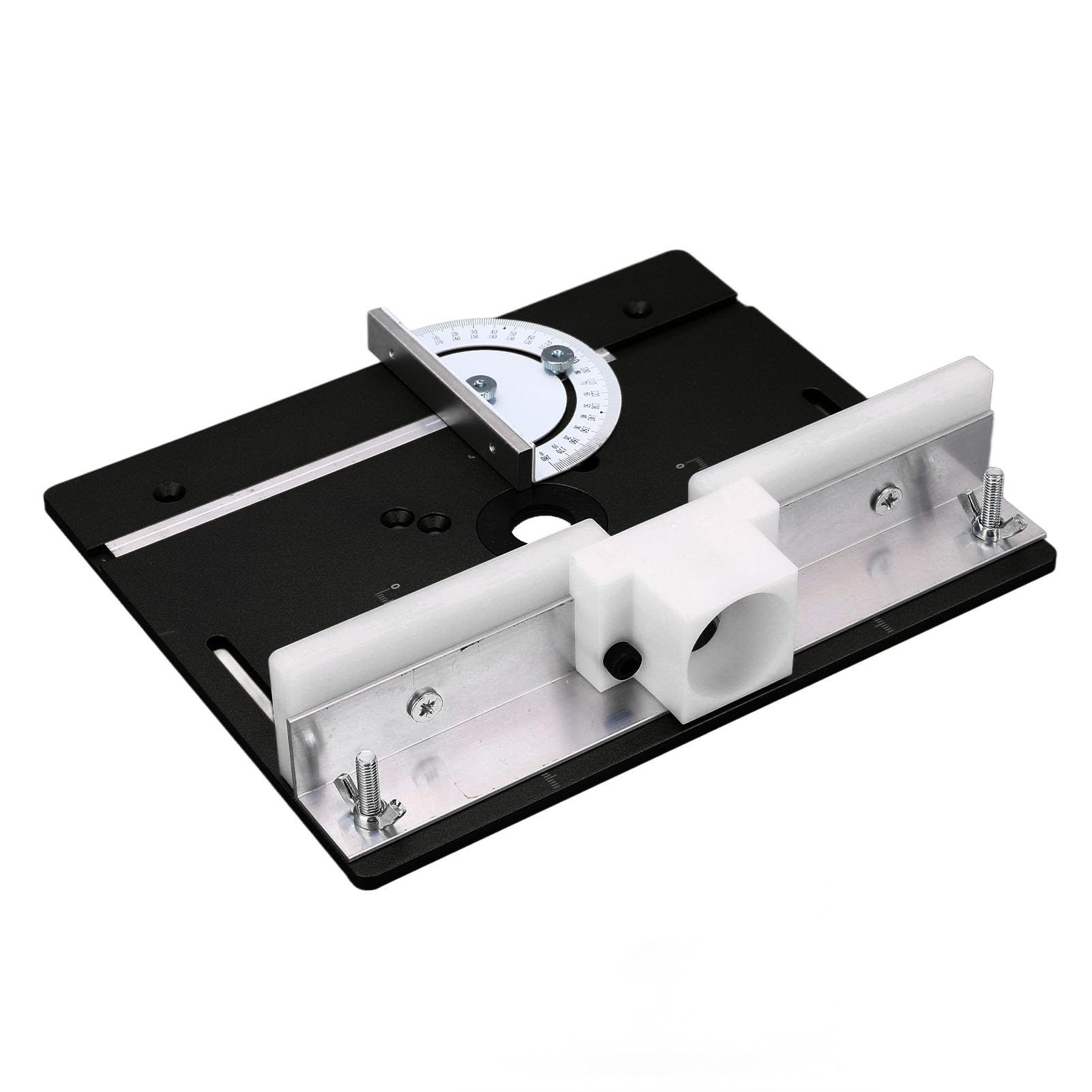 Ejoyous Placa de Inserción de Mesa de Enrutador de Aleación de Aluminio, Tablero Abatible de Metal con Escala Transparente, Placa Base Resistente Al Desgaste para Fresado y Perforación de