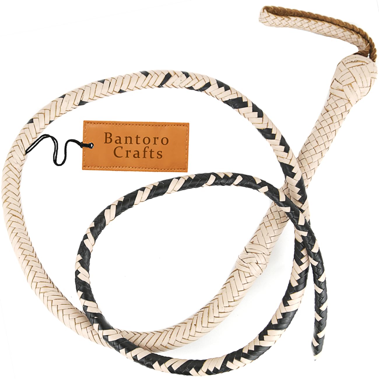 Crema e Nero Frusta in Pelle di Canguro Bullwhip16 Trecce Fili Pelle Intrecciata Frusta Che schiocca Forte Frusta di Cuoio per Gli Sport equestri Indiana Jones