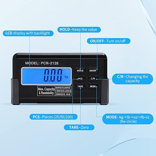 Miniatura 6 de PCR-2126 - Báscula digital postal para ganado, 440 libras, báscula digital de acero inoxidable 201 para mascotas, kit de báscula de ganado