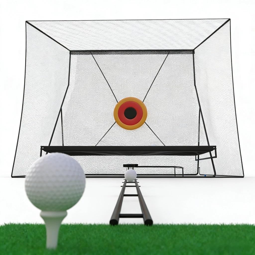 Red de Entrenamiento de Golf, con Objetivos de Impacto, trayectoria de Retorno y Alfombrilla de Pelotas, para Interior y Exterior, 2,4x2,8m