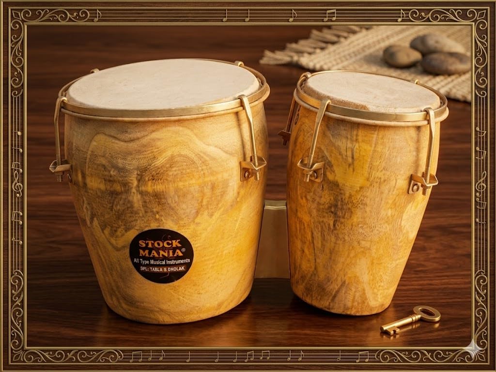 Wooden Bongo Drums Set, Oval Finish, Pair of Hand Percussion Drums with Metal Hardware with key-image-47
