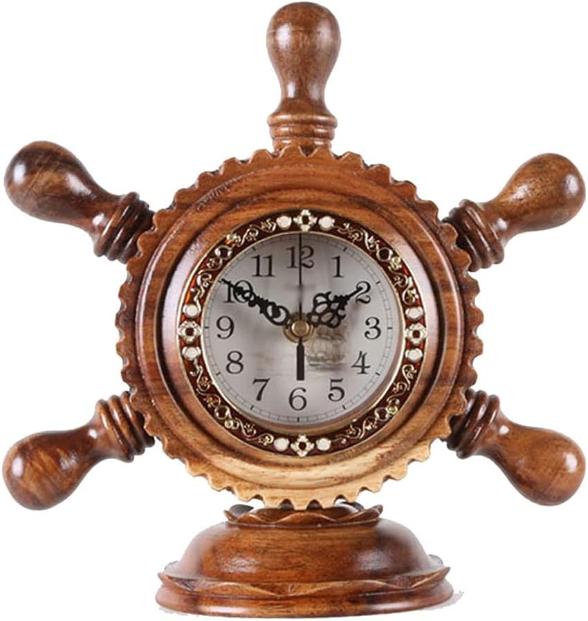 FMURY Home Decor Solid Wood Table Clock Living Room Office Bar Cafe Desktop Clock Silent Quartz Desk Clock