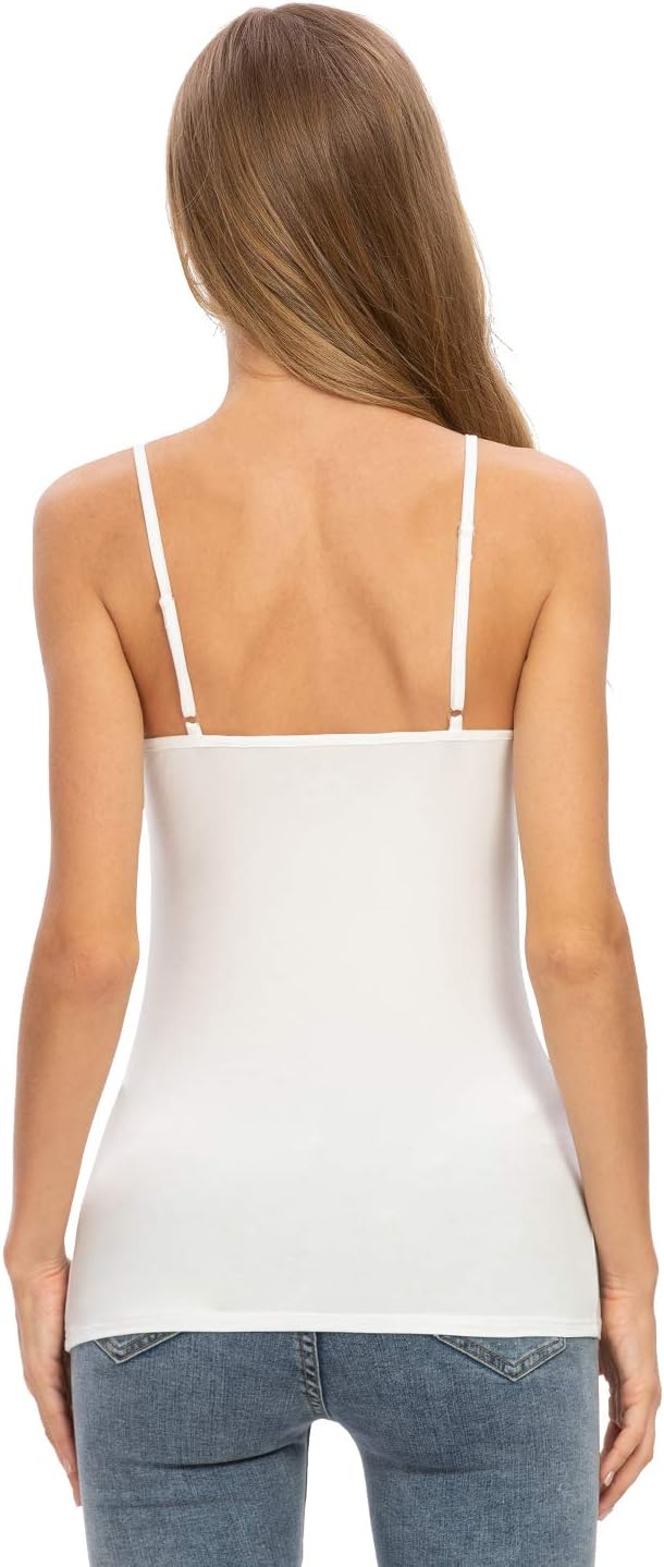Vislivin Plain Camisole for Women Lace Tank Tops V Neck Adjustable Cami Sexy Undershirts 4 Pack - Image 4
