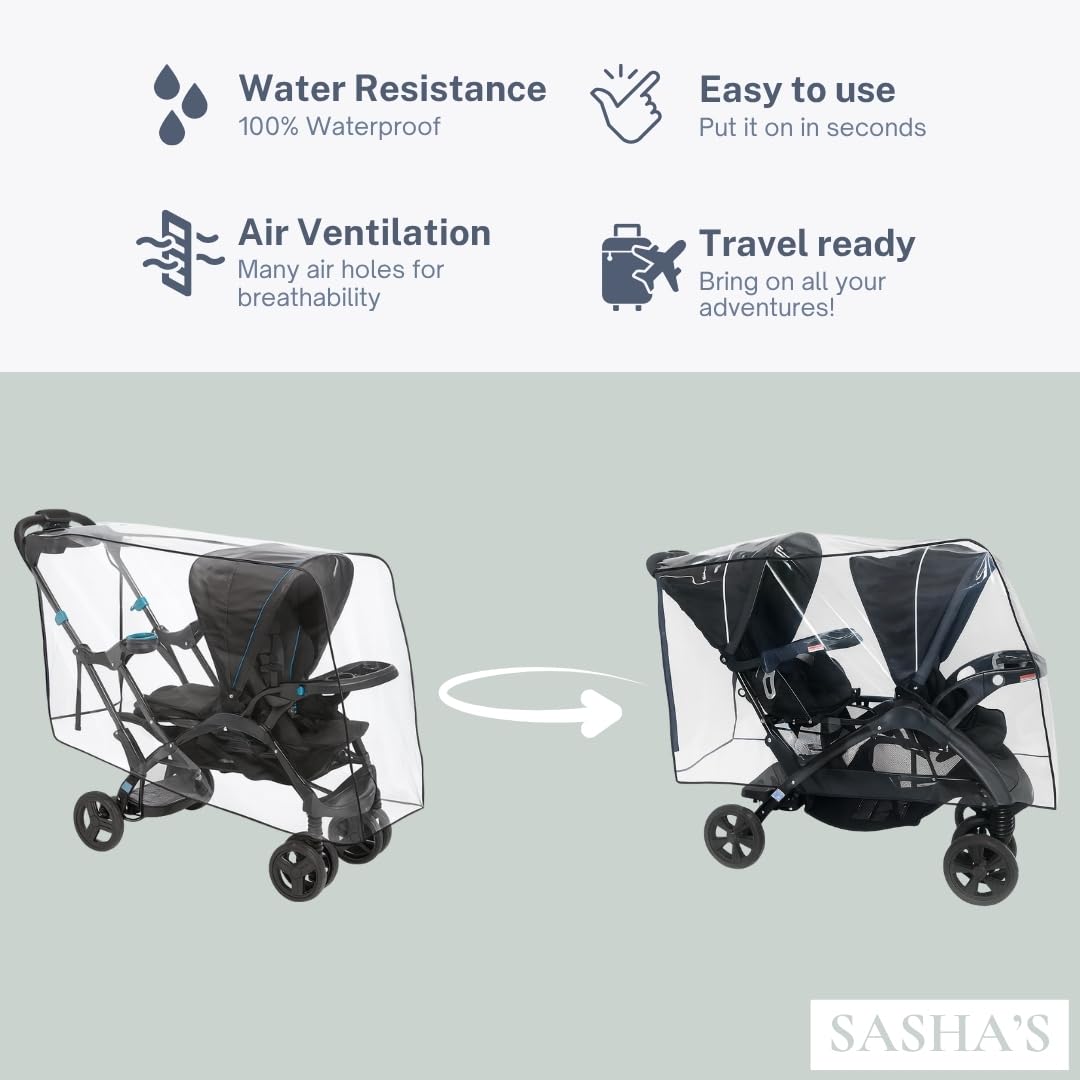 Sasha Kiddie BT - 5R Baby Trend Sit N Stojak LX Osłona przeciwdeszczowa i wiatrowa - wózek nie jest dołączony