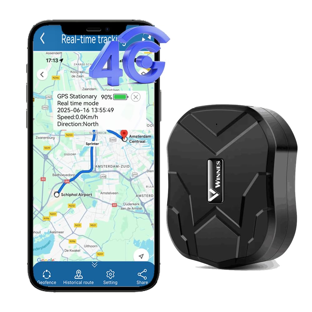 Winnes 4G Localizzatore GPS Tracker 10000mah per Auto,Moto e Altri Veicoli con Magnete Antifurto 4G GPS Impermeabile,SMS/APP/PC Posizione in Tempo Reale,Geo-fence Alarm APP Gratuita Senza Abbonamento