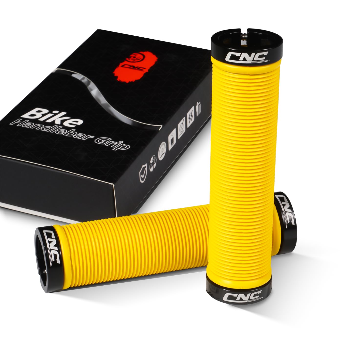 CNCLOL Mountain Bike Handlebar Grips,Bicycle Handlebar Grips for MTB/BMX,Yellow, 130mm