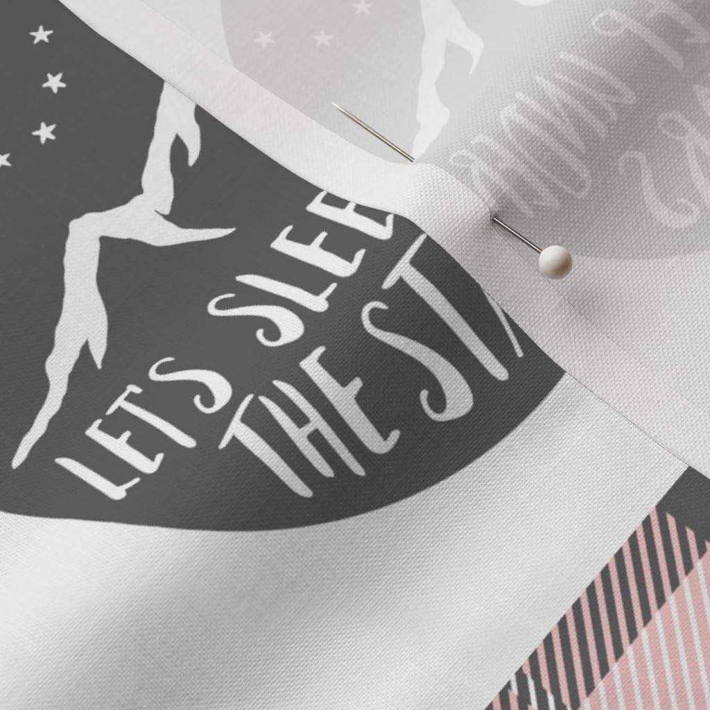 Spoonflower Fabric - Adventure Moose Woodland Patchwork Plaid Pink Wholecloth Little Arrow Printed on Petal Signature Cotton Fabric by The Yard - Sewing Quilting Apparel Crafts Decor