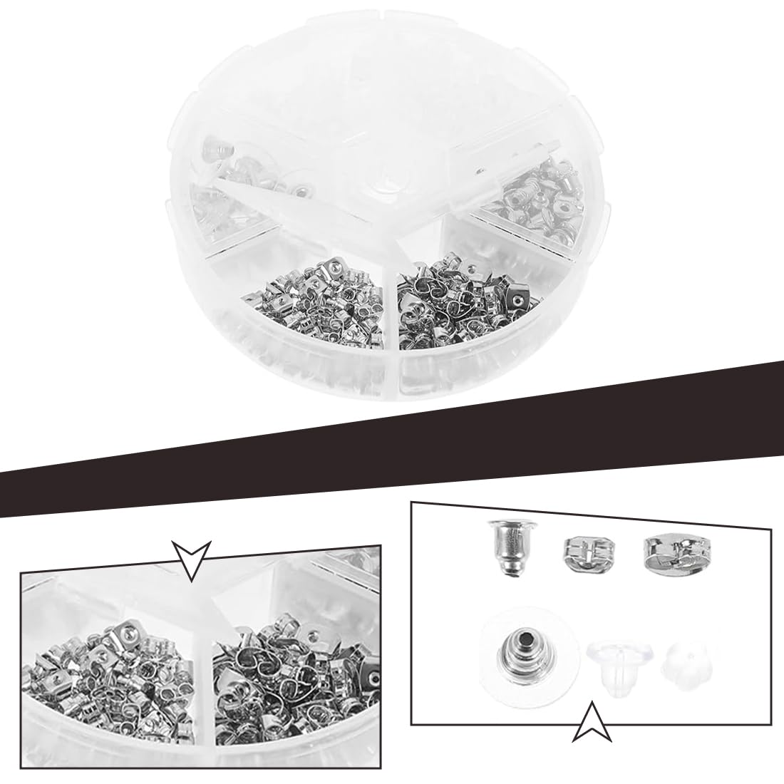 200 chiusure per orecchini, in plastica, a forma di proiettile, di ricambio, per orecchie cadenti, orecchie allungate (oro