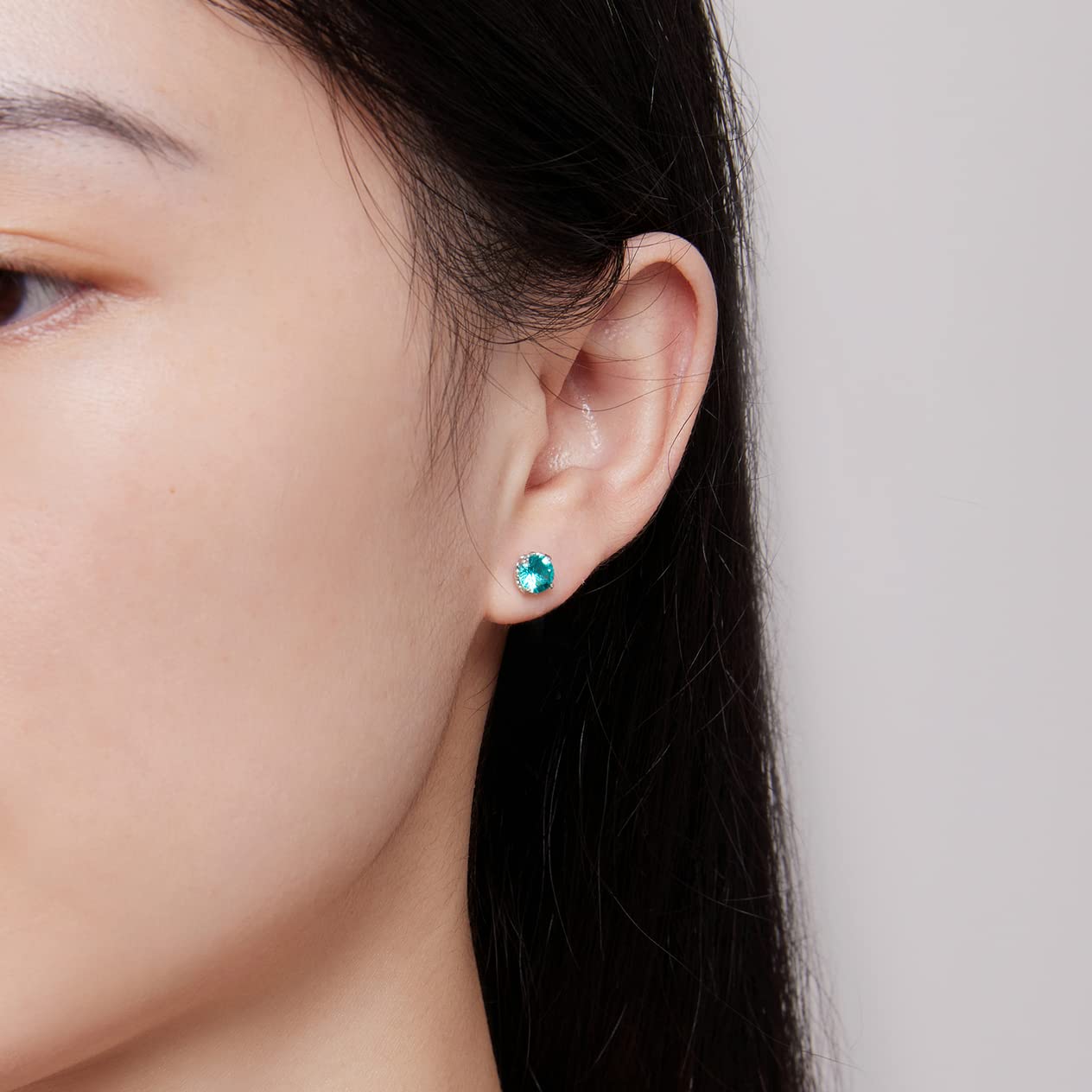 HHRFCS Orecchini a Bottone con zirconi cubici da 6 mm con Strass a Taglio Rotondo Orecchini ipoallergenici per Donne e Ragazze