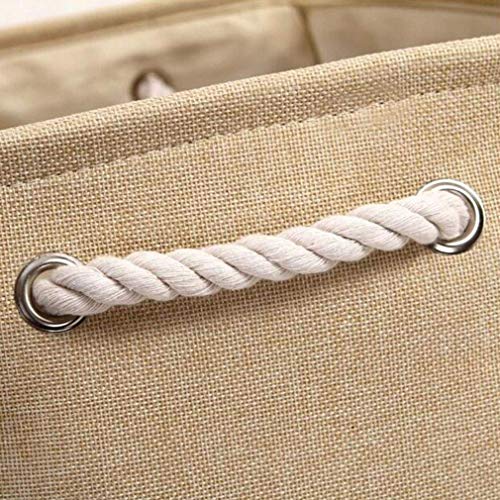 Boîte de rangement en lin écologique beige structure renforcée durable - 3