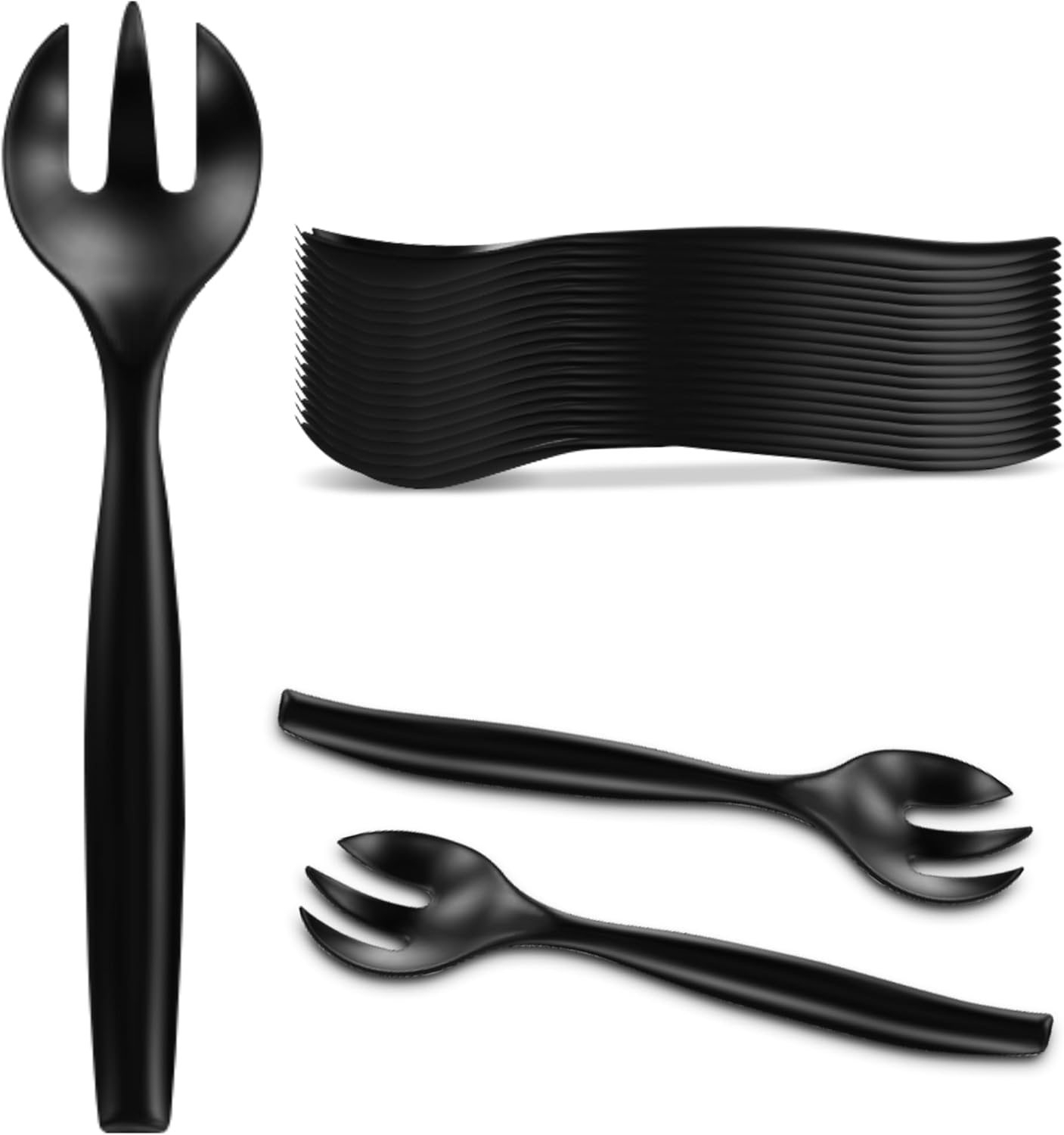 10" Black Plastic Serving Forks for Buffet, Bulk 12 Count