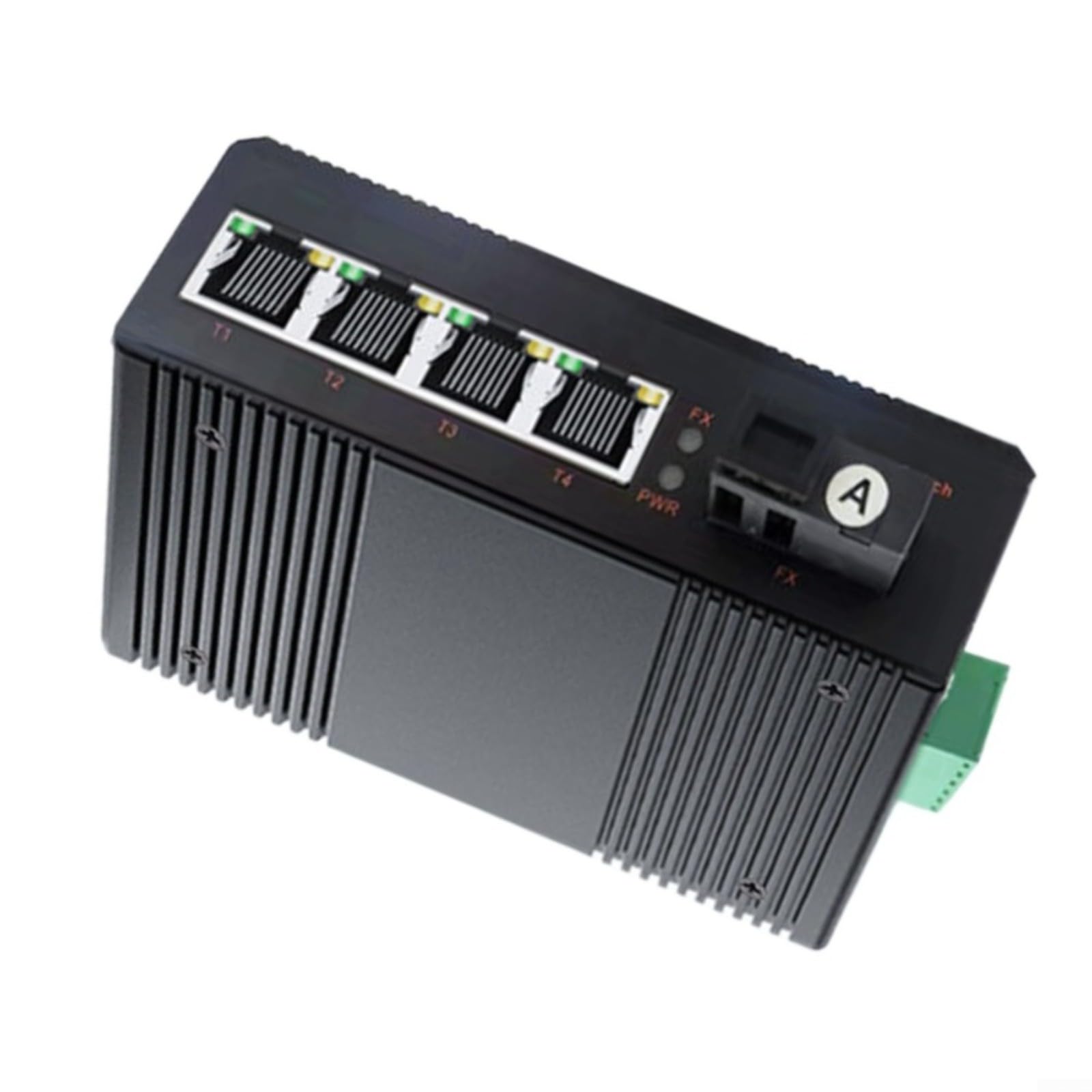 Convertisseur de média Gigabit industriel, 1x pour sc Fiber 4x Ethernet, rail DIN