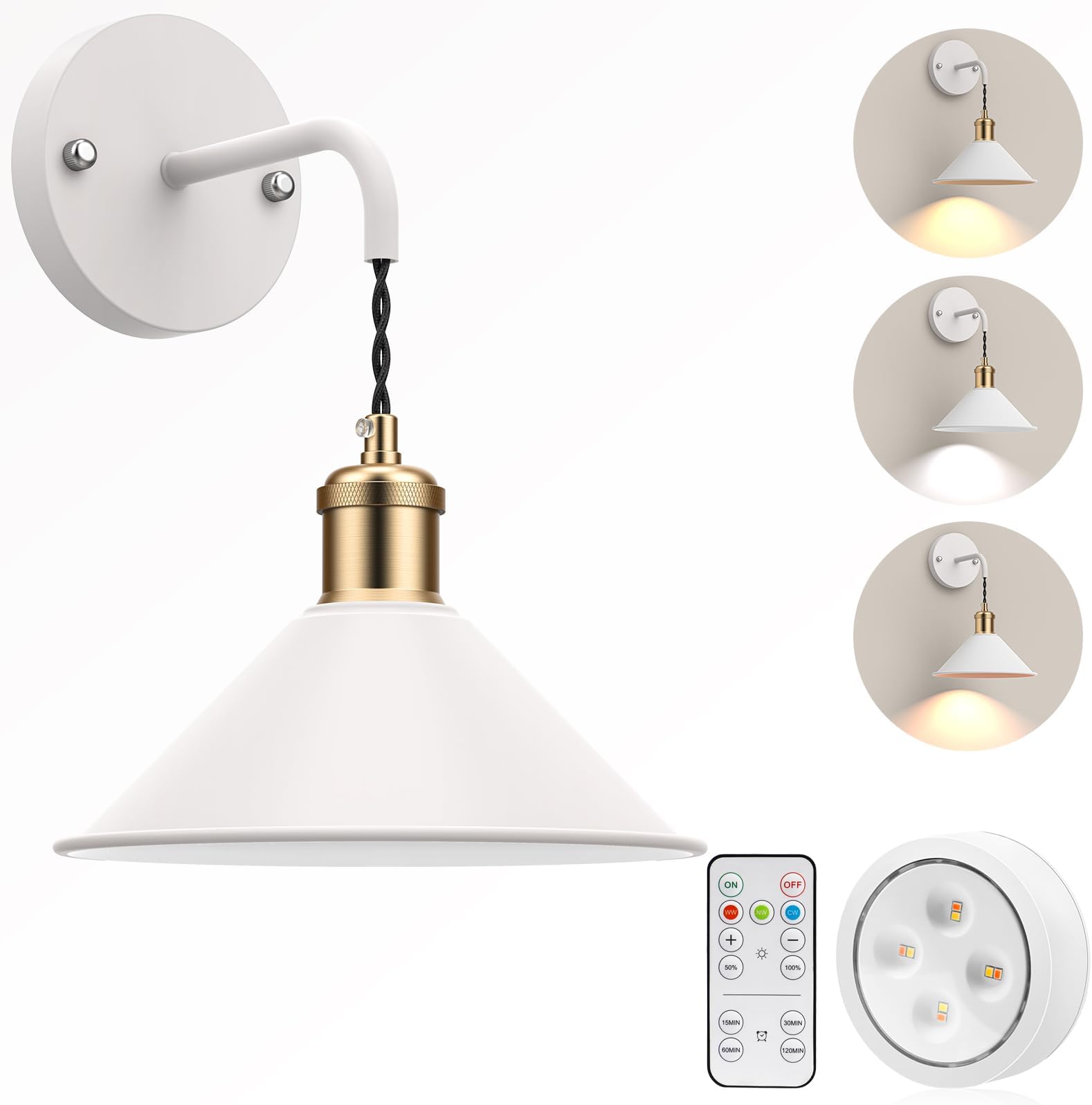 Battery Operated Wall Sconce, Wireless Wall Sconces Set Of Two With