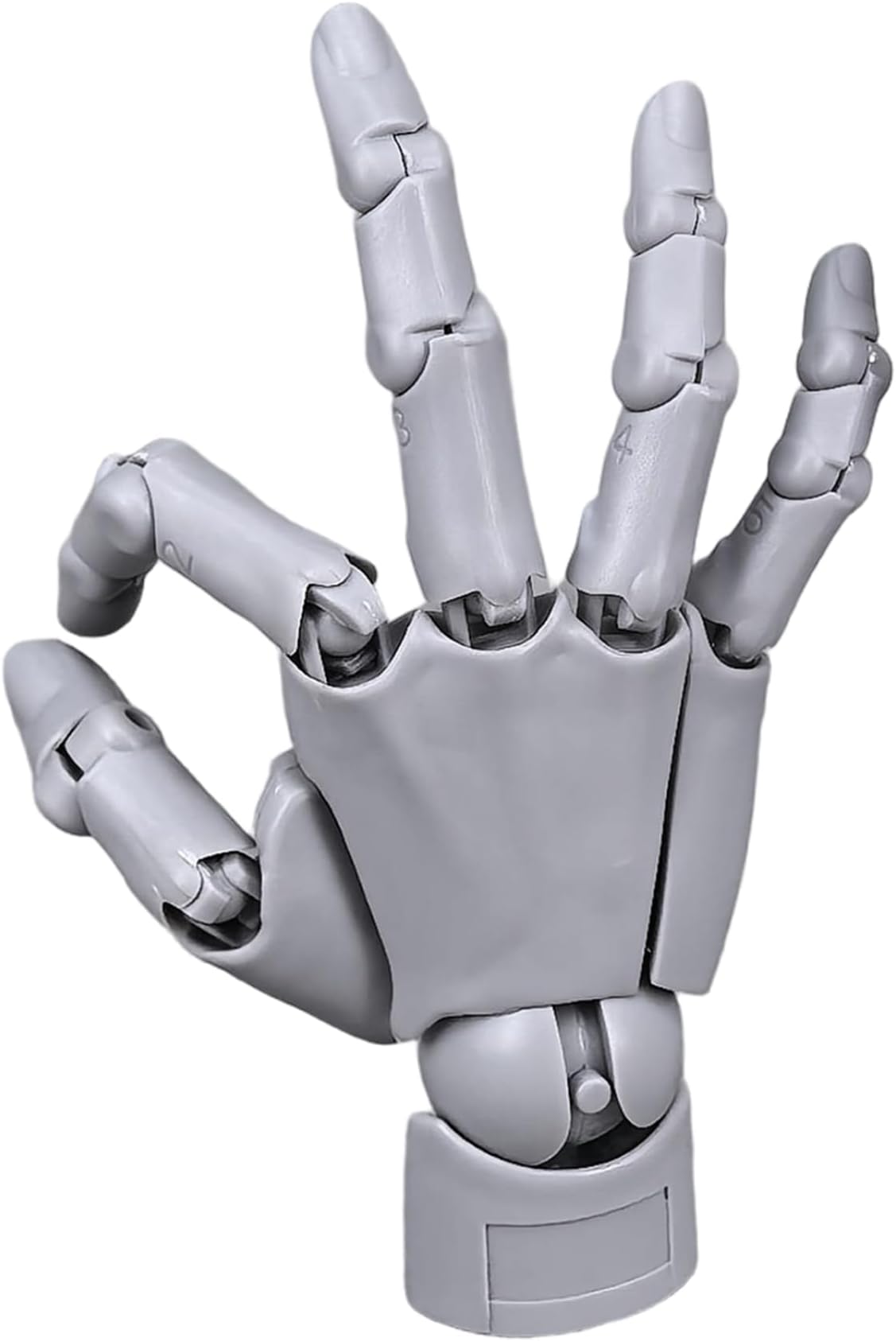 Articulated Hand Flexible Hand Model with Moveable Joint & Base DIY Friendly PVC Model for Drawing, Painting, Sketching, Grey