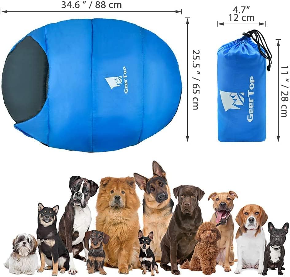 review GEERTOP Dog Sleeping Bag Durable Packable Pet Sleeping Bed Comfortable Washable, Portable Pet Bed for Cats and Small Dogs - Dog Bed for Camping Hiking Cottage Beach