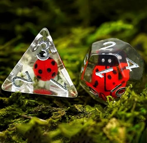 Epic Forge Set mit 7 Würfeln aus Kunstharz, Serie Einsatz – in Box – Marienkäfer