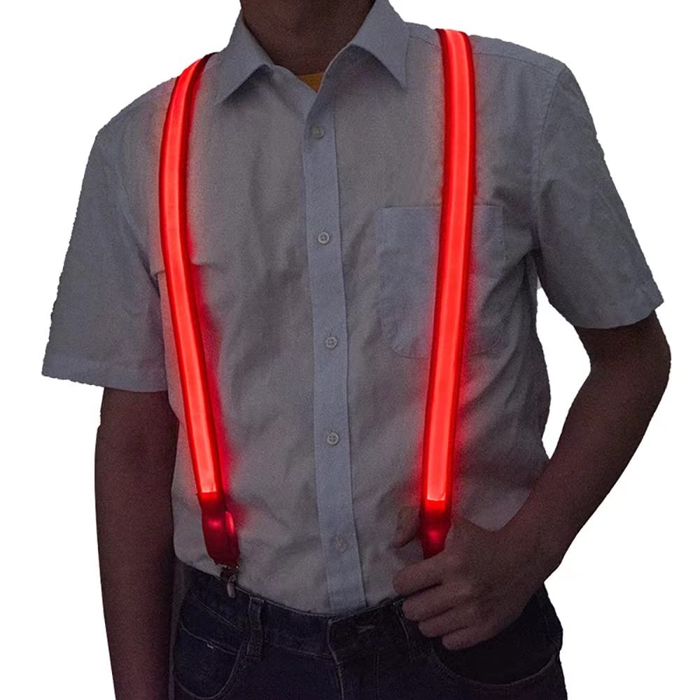 AZHU LED Bretelles avec LED Noeud Papillon Lumineux Noeud Papillon LED Noeud Papillon Parfait pour les Festivals de Musique, les Fêtes costumées d'Halloween (Rouge)