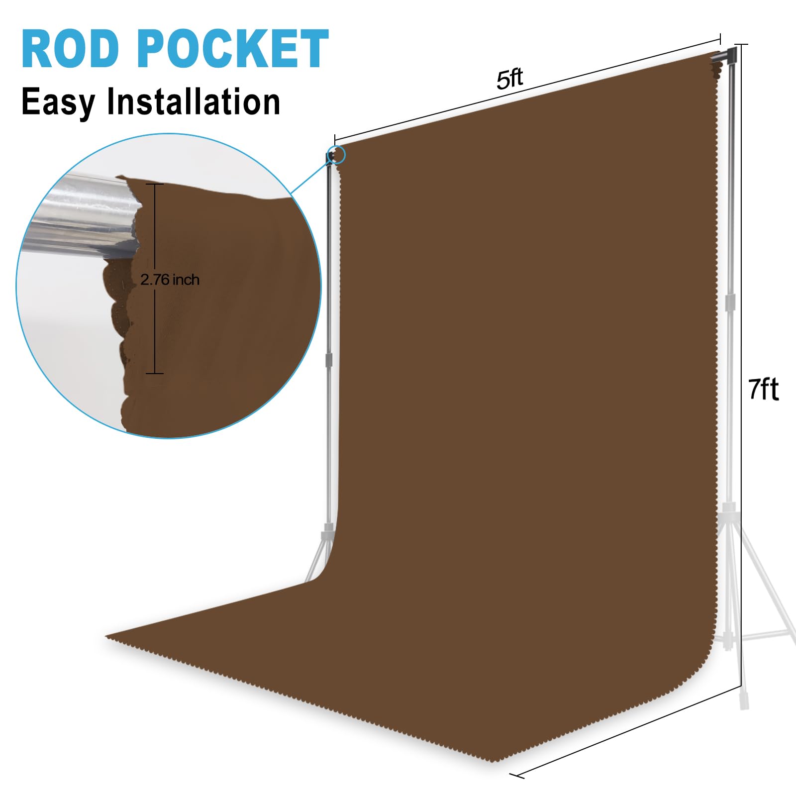 Dark Brown Backdrop for Photoshoot, Professional Photo Backdrop Background Curtain for Product Photography, Portraits, Wedding, Party, Live Streaming Video Recording 5X7 FT (Background Only)