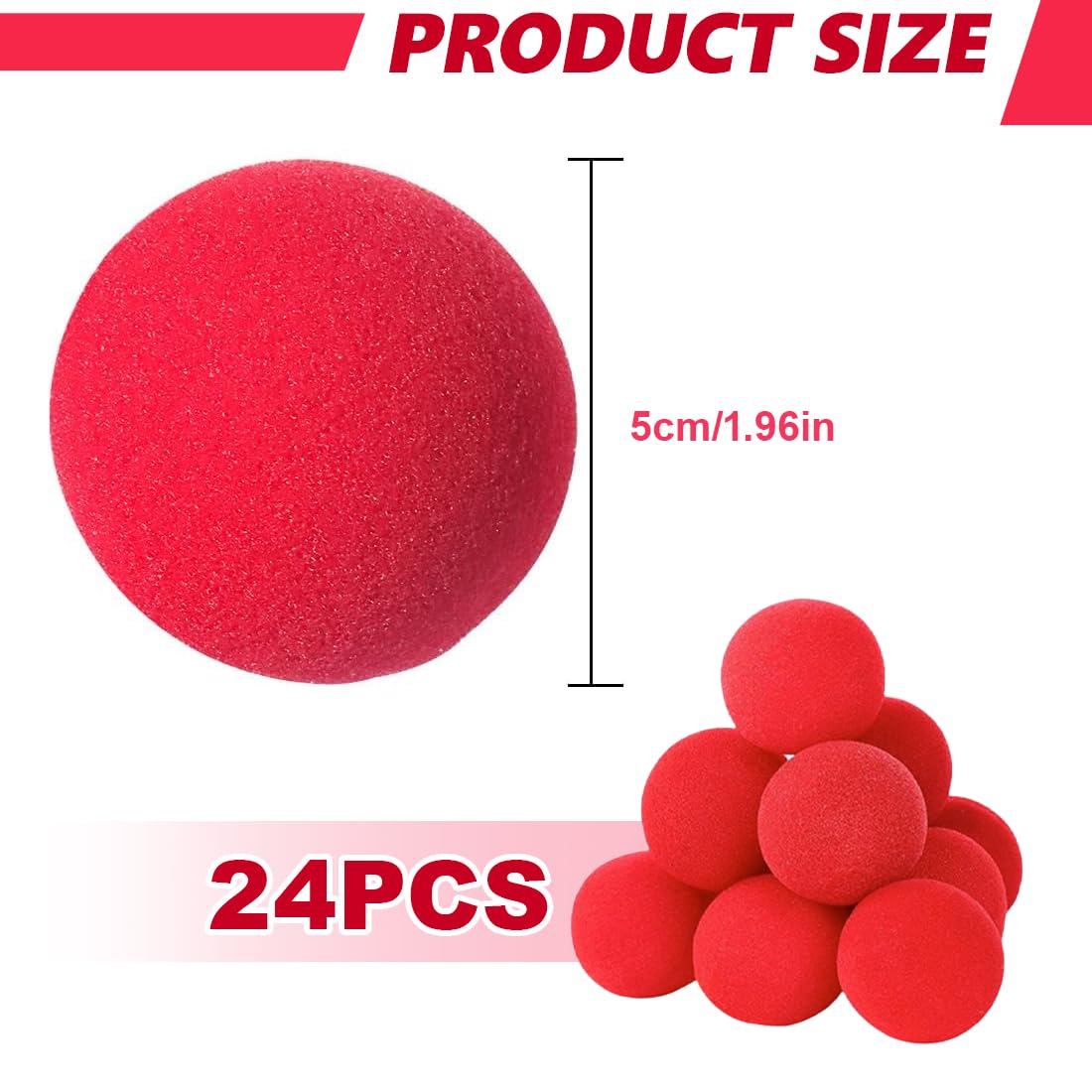 UZEXYO 24 Pack Red Clown Noses Soft Foam for Circus Costume Party Halloween Christmas Cosplay, 24 Pcs - Image 2