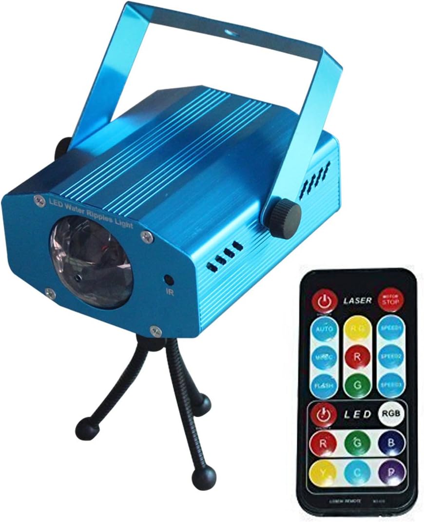 EKOSTORE Portable 9-watt Multiple Color LED Water Rapple Effect Dynamic Wave Stage Light Background Projector Lighting with Remote Control