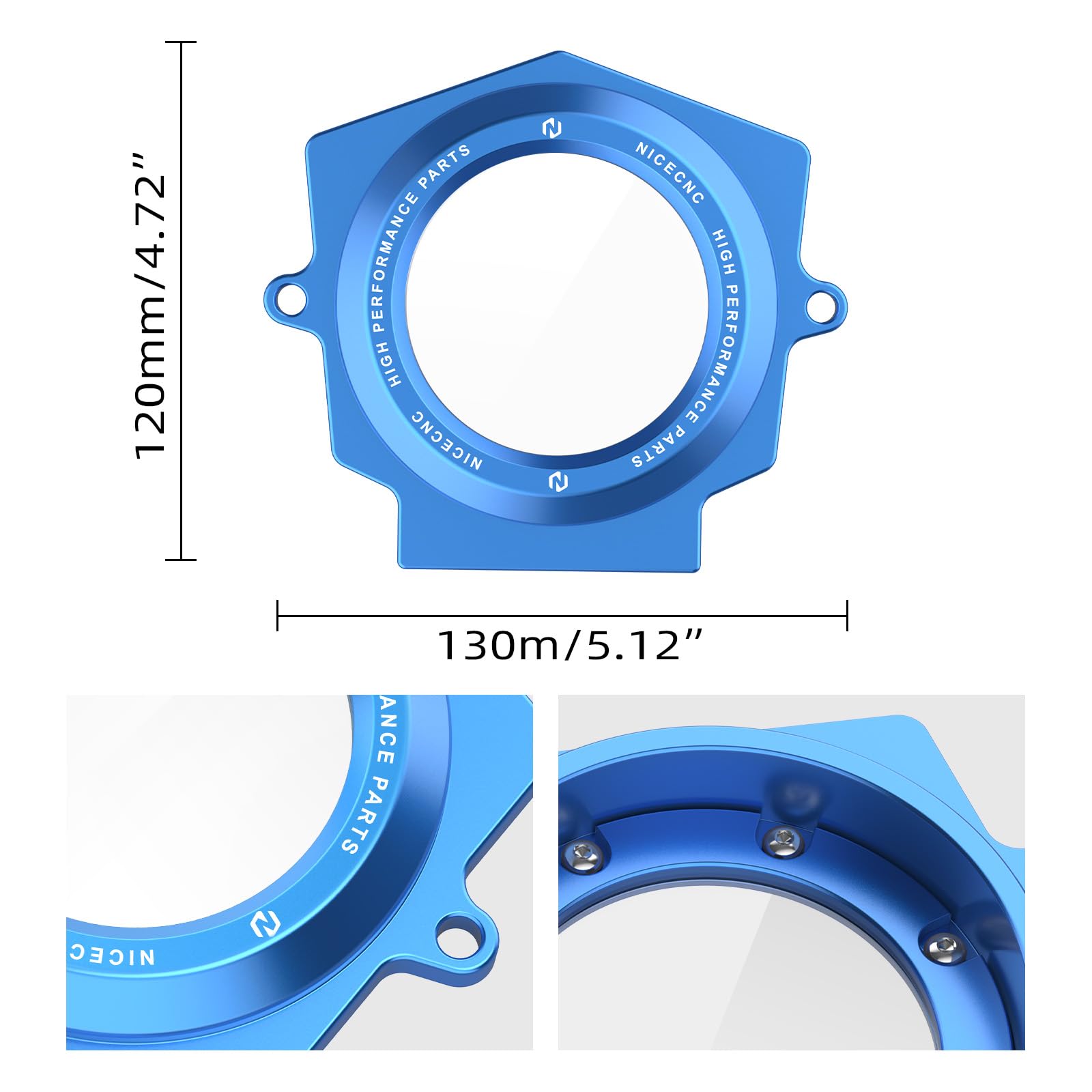 NICECNC Cubierta de Eje de Leva Transparente de aleación de Aluminio Azul Compatible with Yamaha Raptor YFM 700 2006-2024, Raptor 700 R 2009-2024, Raptor 700 SE 2009-2024