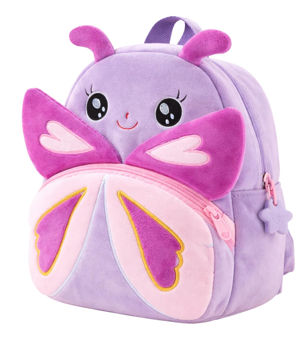 saro equipamentos Cute Kids Backpack Toddler Bag Plush Animal Cartoon Mini Travel Bag for Baby Girl Boy 1-6 Years, Ideal for Gifting for Kids BUTTERFLY_PURPLE-picture-39