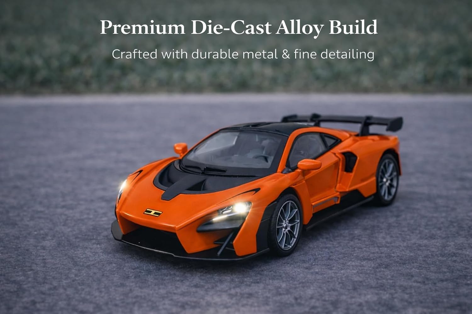 TEC TAVAKKAL 1:36 Scale Diecast Metal Toy Car with Openable Doors, Pull-Back Action, LED Lights & Music – Premium Mini Sports Car Model for Kids & Collectors (Mclaren Senna Orange) — Amazon image 8