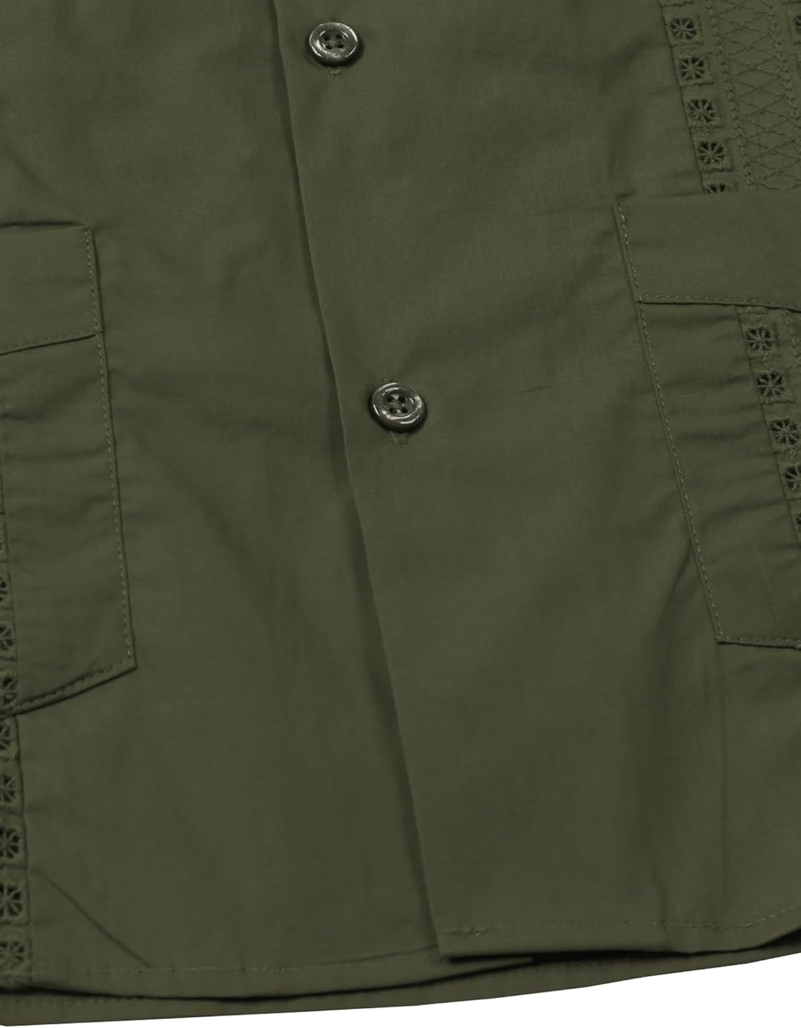 JOGAL Mens Guayabera Shirts Cuban Short Sleeve Casual Button Down Beach Shirt - Image 5