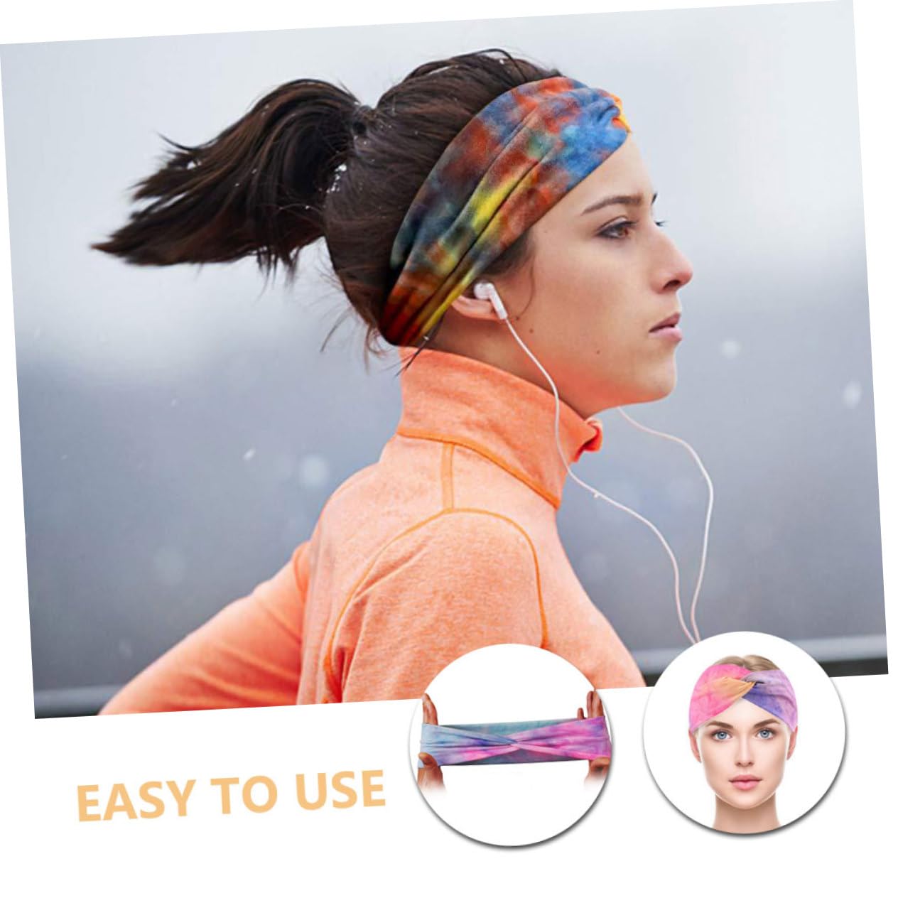 Didiseaon 8 Pièces Bandeau de Sport Bandana Turban Accessoires Yoga Bandeau tie-Dye Hijab pour Femme athlétique Cravate Couvre-Chef écharpe Manquer Polyester