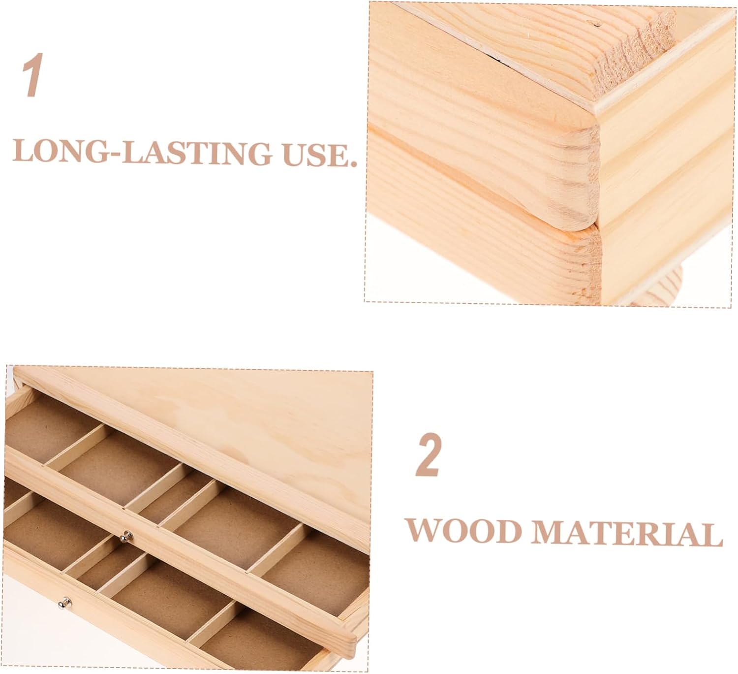 CIMAXIC Multi-Purpose Wooden Storage Box for Paintbrushes Pens and Art Materials Sturdy Drawer Organizer for Artists