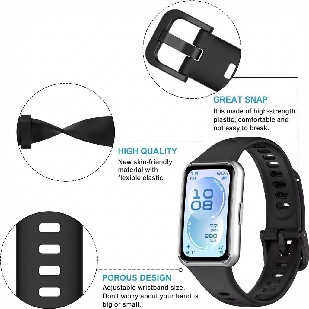 4 Pack Replacement Bands Compatible with Huawei Band 11/Band 11 Pro,Soft Silicone Sport Watch Band Strap Bracelet for Women Men image 3