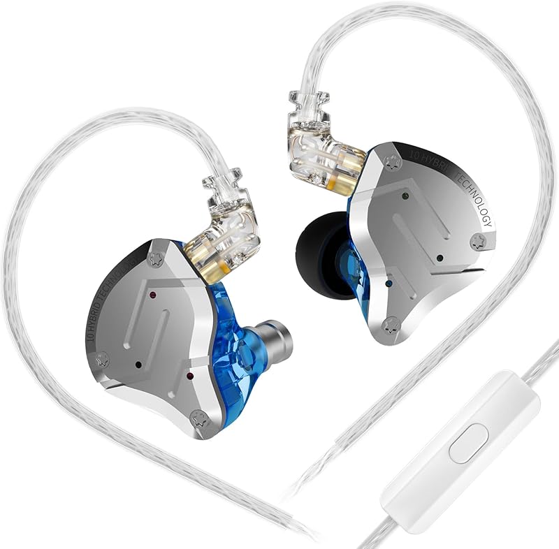 KZ ZS10 Pro Fülhallgató - 5 Meghajtós Hibrid In-Ear Monitor, 4BA+1DD, Cserélhető 2-Pin Kábel, Kék, Mikrofonos, 40kHz Frekvencia, Zajszigetel