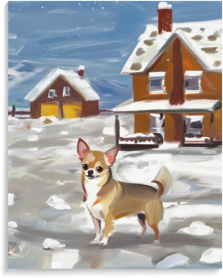 DIY Paint by Number for Adults Beginner Chihuahua Dog Paint by Number on Canvas DIY Oil Painting for Gift Home Wall Decor 20x24inch(50x60cm) Frameless