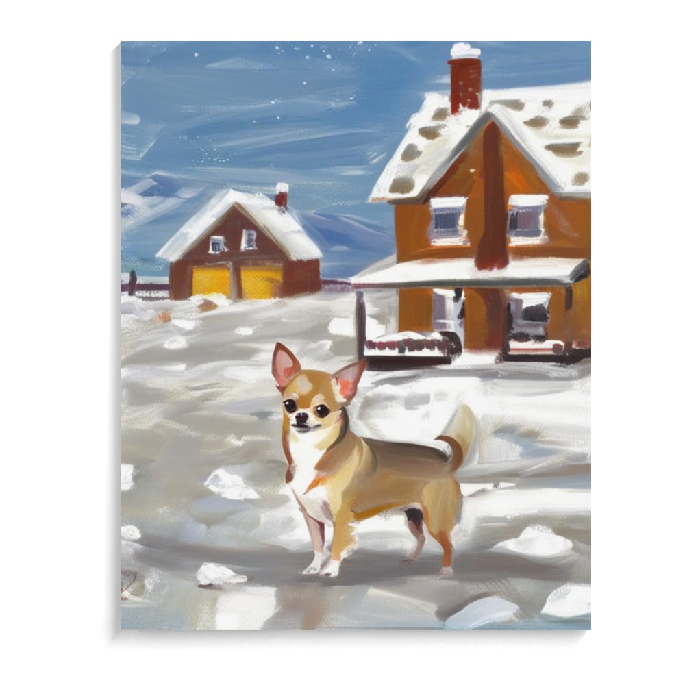 DIY Paint by Number for Adults Beginner Chihuahua Dog Paint by Number on Canvas DIY Oil Painting for Gift Home Wall Decor 20x24inch(50x60cm) Frameless