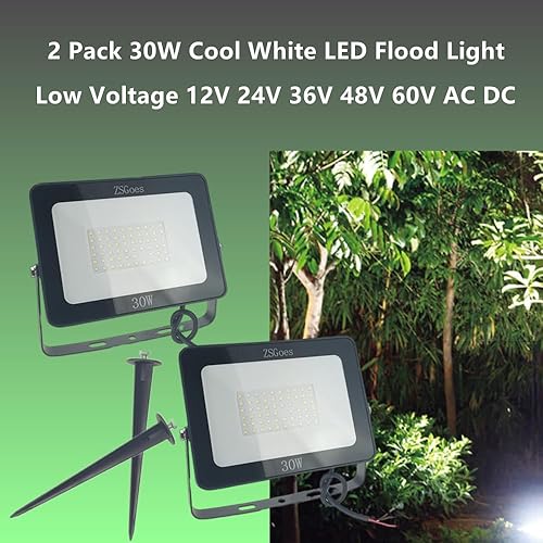 Miniatura 2 de ZSGoes Paquete de 2 focos LED de 30 W de color blanco frío para exteriores, impermeable, IP65, reflector de pared, luz de paisaje de seguridad,