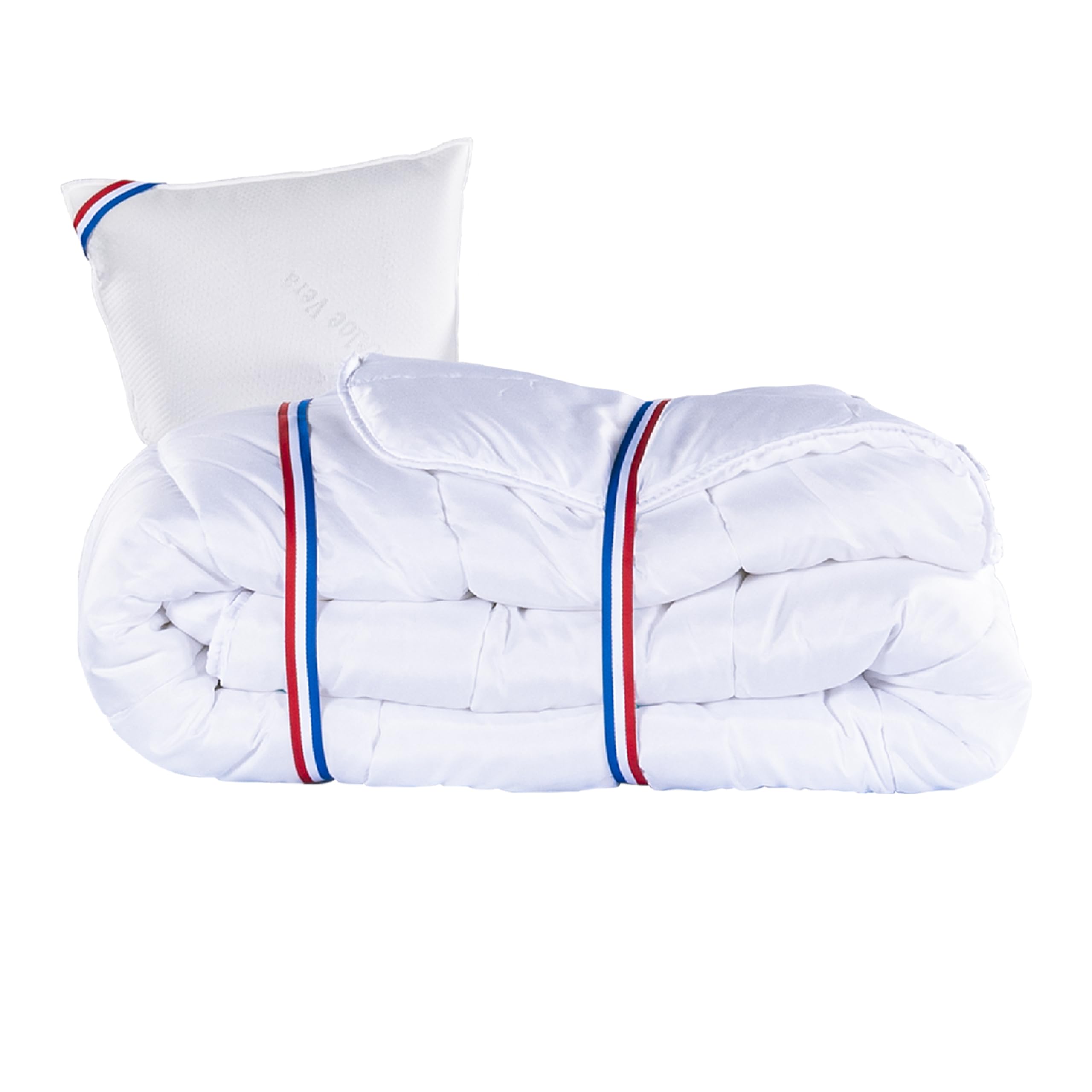 Luxury Literie - Colchón de 90 x 190 cm, serenidad, muelles ensacados, espuma de alta densidad, ergonómica, soporte muy firme + almohada + edredón