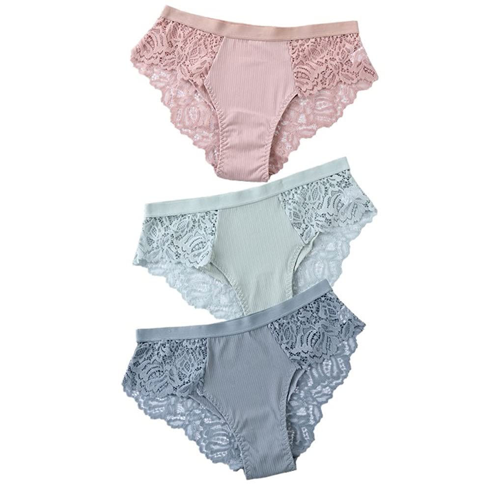3Pcs Cotton Panties Briefs Lace Women Lingerie for Female Ladies Floral Pantys Underpants C X-Lcode
