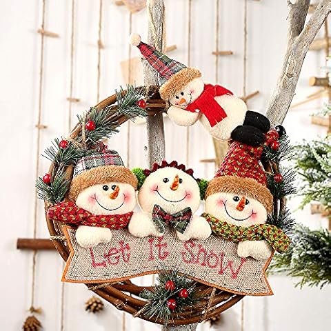 Aceshop Guirnaldas de Decoración de Navidad de Ratán Santa Muñeco de Nieve Muñeca Árbol de Ratán Adorno Colgante Cover