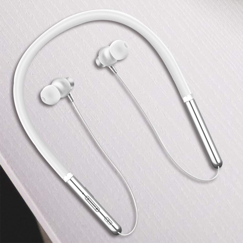 GenericBluetooth Earphone 5.0 Wireless Headphones Noise Canceling Stereo Earbuds Wrap-around in-ear Headphones, White