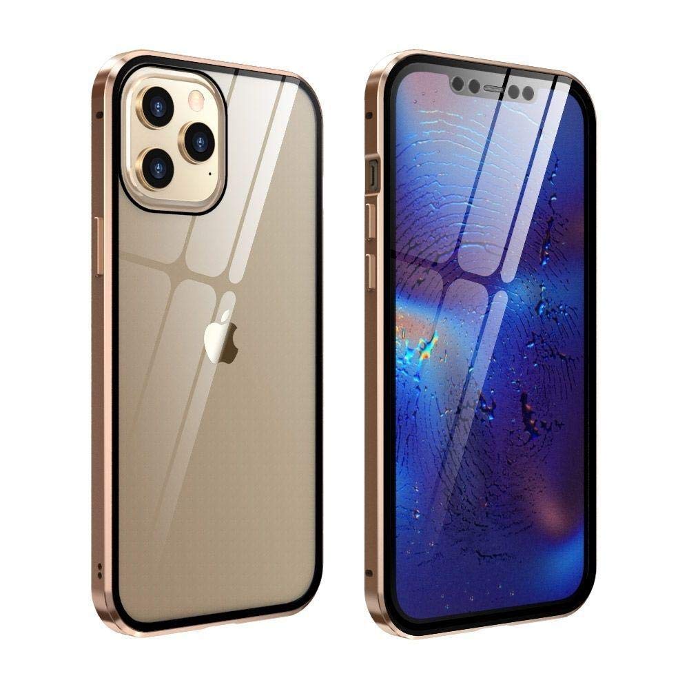 Coque verre double face iPhone 11 Pro Y&W : cadre en métal premium or et protection 360