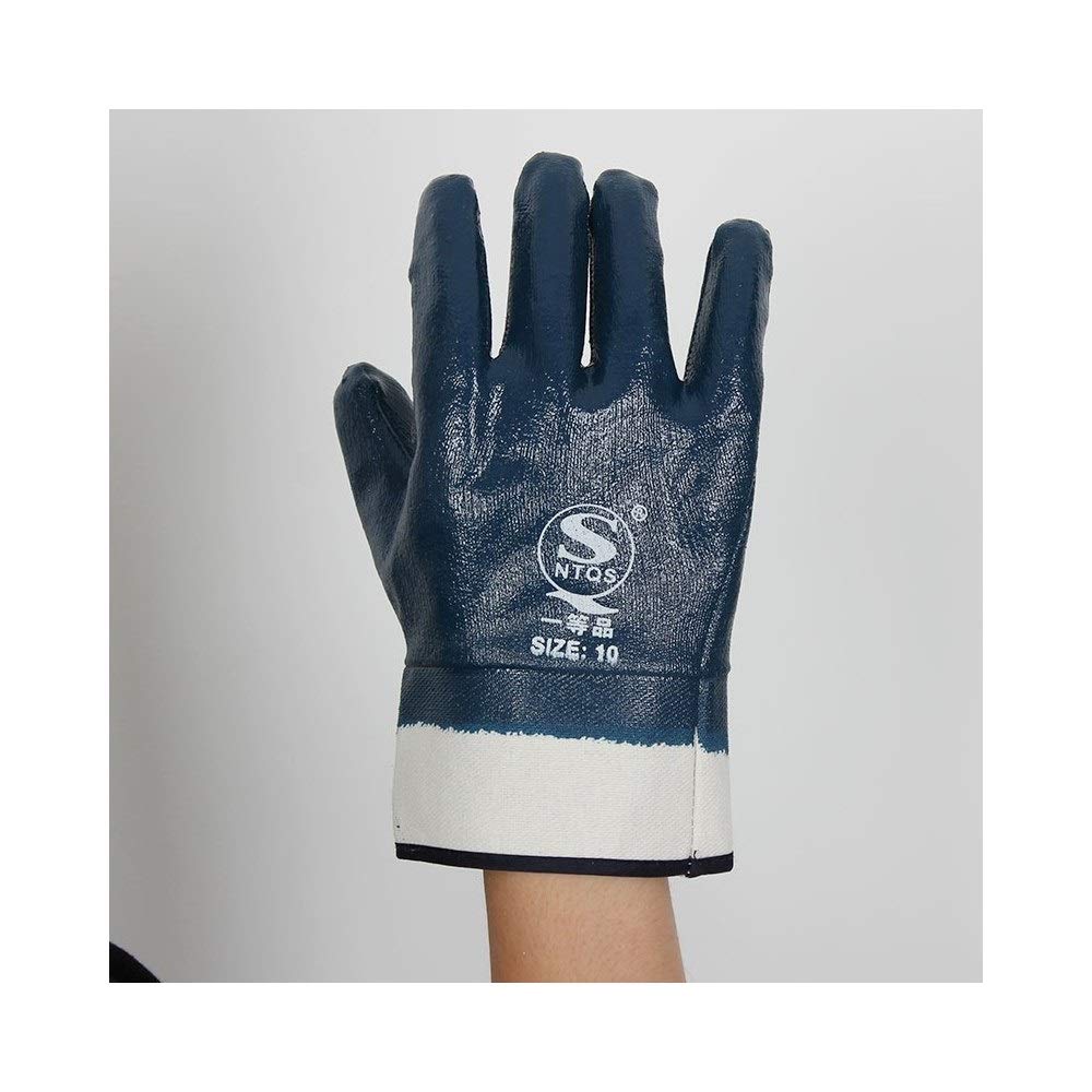 Handschuhe Widerstandsfähig Arbeitshandschuhe Öl und ölbeständige, voll eingetauchte Nitril-Arbeitshandschuhe, 5 Paar (Color : Blue, Size : L_Five Pairs) Baumarkt