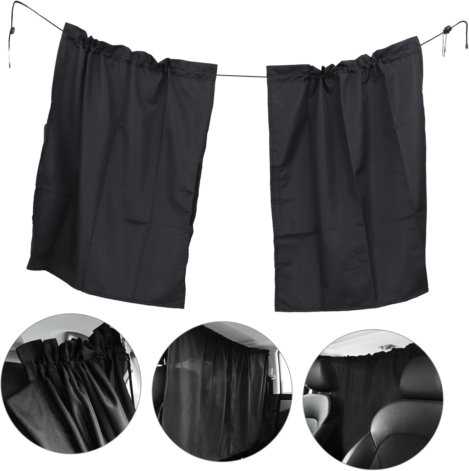 Outanaya Car Privacy Curtain Divider Adjustable 2-Piece Travel Sunshade for Front and Rear Seats UV Protection and Easy Installation for SUVs and Commercial Vehicles