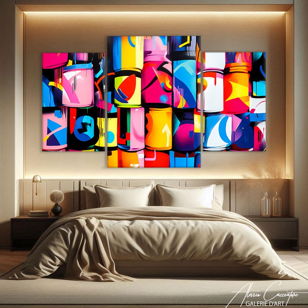 Decorazione da parete per camera da letto adolescente – Quadro Graffiti Street Art – Poster Pop Art Graffiti – Stampa su tela grande formato – Grande quadro salotto – Idea decorativa camera da letto
