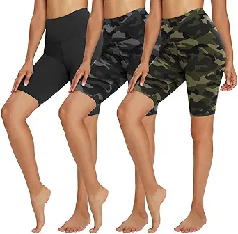 TNNZEET 3 Pack Biker Shorts Women - 5’’/ 8’’ High Waisted Tummy Control Spandex Workout Shorts for Gym Yoga Volleyball
