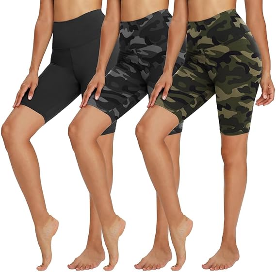 TNNZEET 3 Pack Biker Shorts Women - 5’’/ 8’’ High Waisted Tummy Control Spandex Workout Shorts for Gym Yoga Volleyball