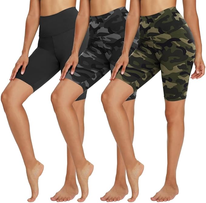 TNNZEET 3 Pack Biker Shorts Women - 5’’/ 8’’ High Waisted Tummy Control Spandex Workout Shorts for Gym Yoga Volleyball