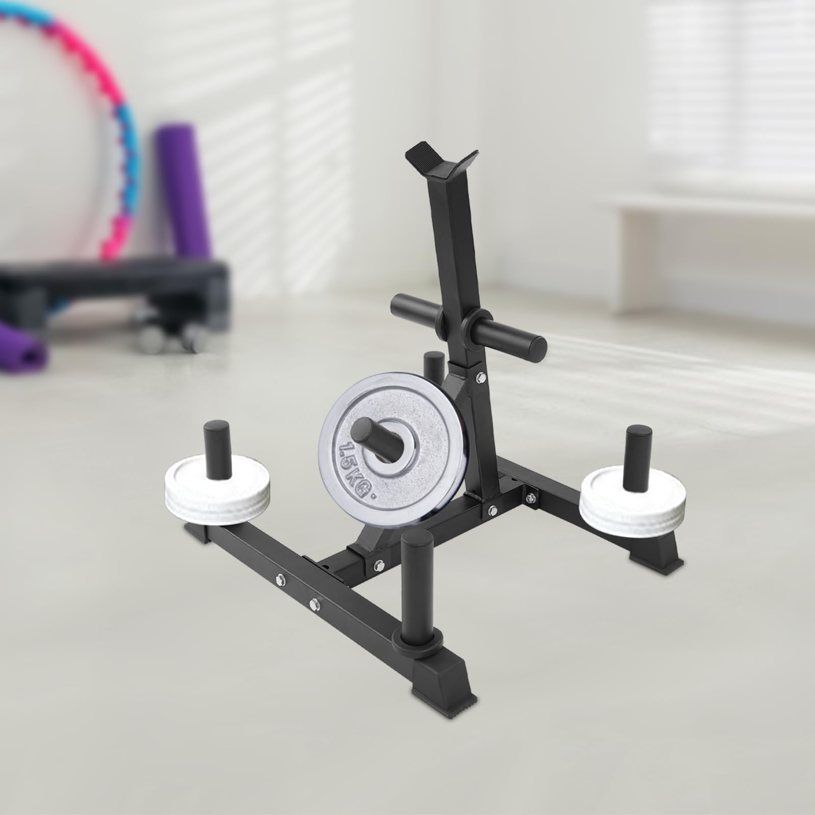 Soporte para discos de pesas con 7 barras de carga y soporte para pesas, estantería de 300 kg para entrenamiento de fuerza, almacenamiento de pesas estable, ahorra espacio en el gimnasio o en casa