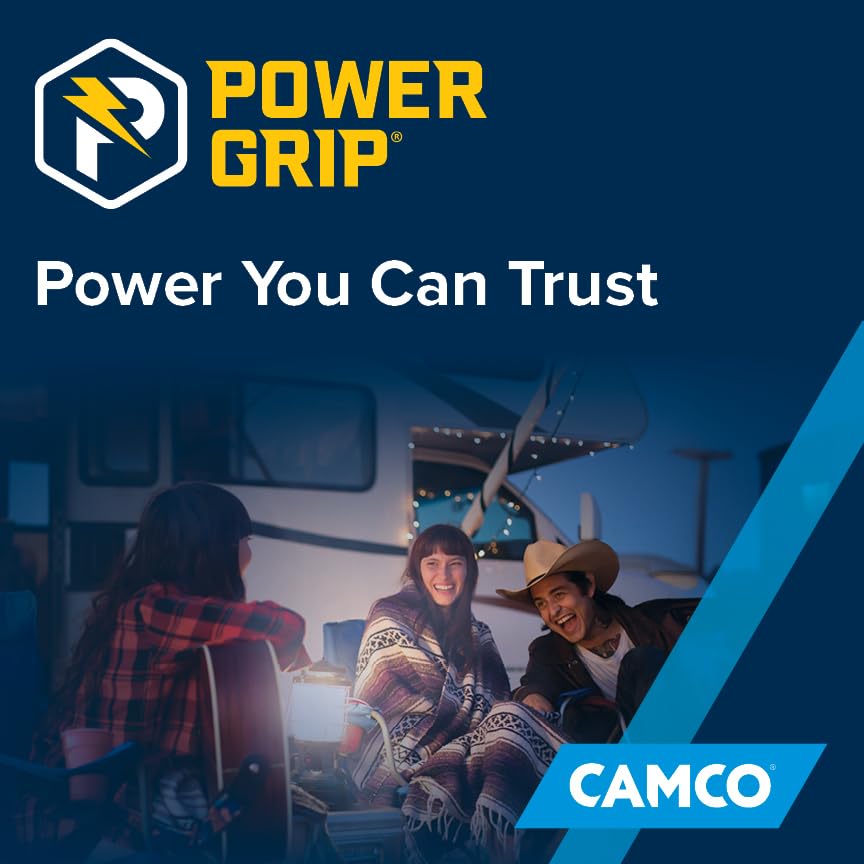 Image of Camco Power Grip 25-Ft 30 Amp RV Extension Cord w /Locking End - Rated for 125V / 3,750W - Features Threaded Locking Ring for Weatherproof Connection & RV Power Cord 90 Head (55501) (Pack of 2)
